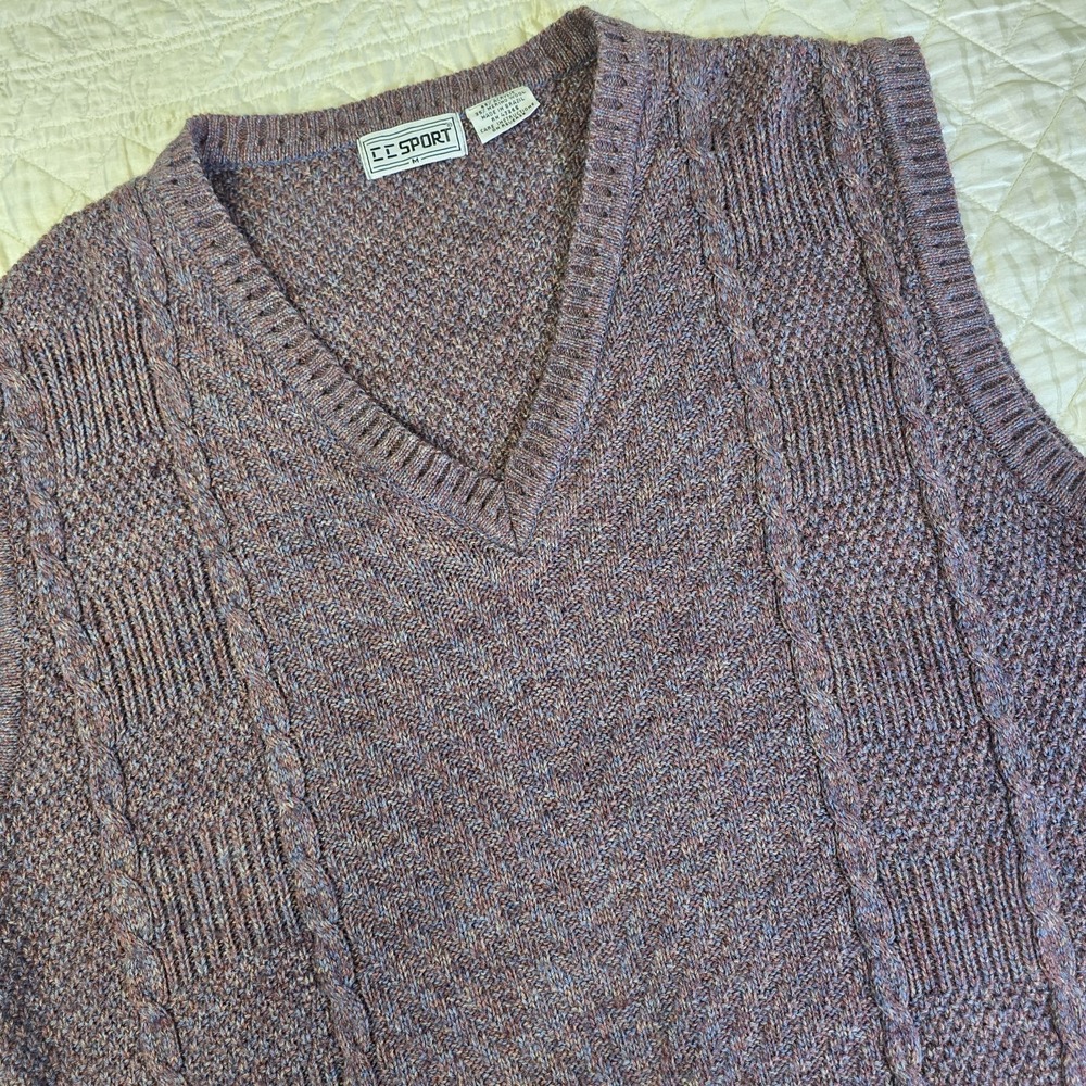 Vintage CC Sport Mens Medium‎ Mauve Merino Wool Grandpacore Sweater Vest